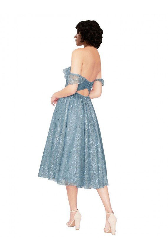 Shop Off the Shoulder Sweetheart Chantilly Lace Midi Length Cocktail Bridesmaid Dress Sydney