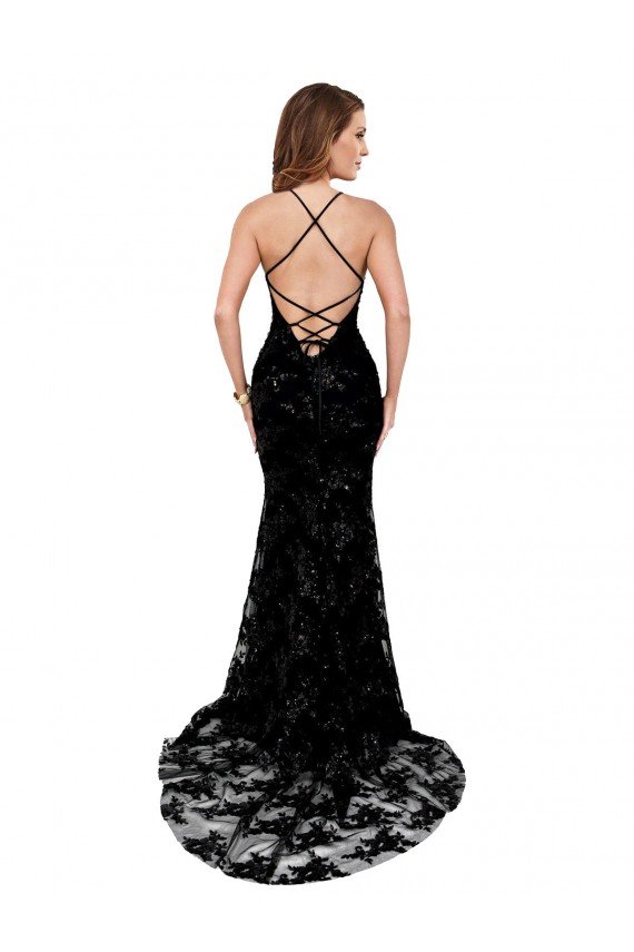 Shop Formal High Neckline Lace Open Back Bridesmaid Dress / Prom Dress with High Slit Sydney