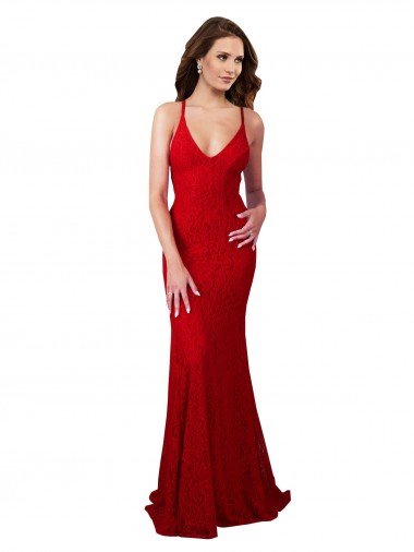 Shop Low Back V-Neckline Floor Length Formal Lace Bridesmaid Dress / Prom Dress Sydney
