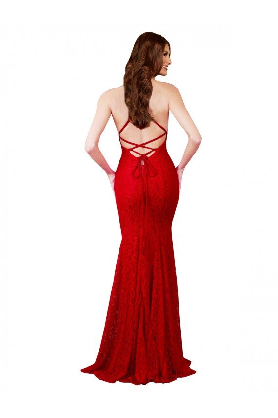 Shop Low Back V-Neckline Floor Length Formal Lace Bridesmaid Dress / Prom Dress Sydney