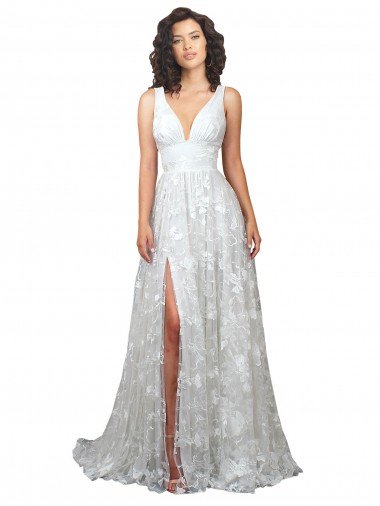 Shop Plunging V-Neckline Wedding Dress with Slit Sydney
