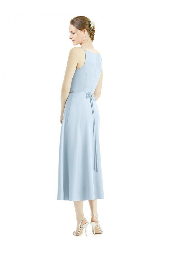 Shop Short Tea Length V-Neck Satin Bridesmaid Dress Sydney