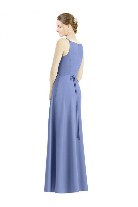 Long Floor Length V-Neck Satin Bridesmaid Dress with Spaghetti Straps Sydney