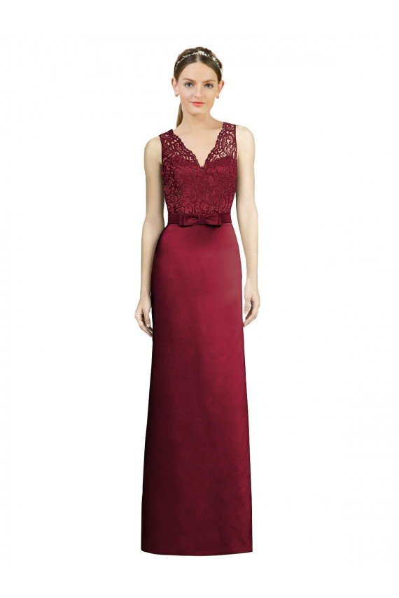 Shop Full Length Sleeveless Satin Bridesmaid Dress with Lace Bodice Sydney