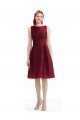 Shop Short Midi Length Satin Cocktail Bridesmaid Dress with Bateau Neckline and V-Back Sydney