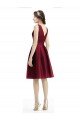 Shop Short Midi Length Satin Cocktail Bridesmaid Dress with Bateau Neckline and V-Back Sydney