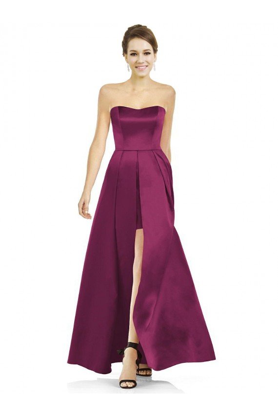 Full Length Strapless Long Satin Bridesmaid Dress with Sweetheart Neckline Sydney