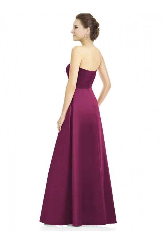 Full Length Strapless Long Satin Bridesmaid Dress with Sweetheart Neckline Sydney