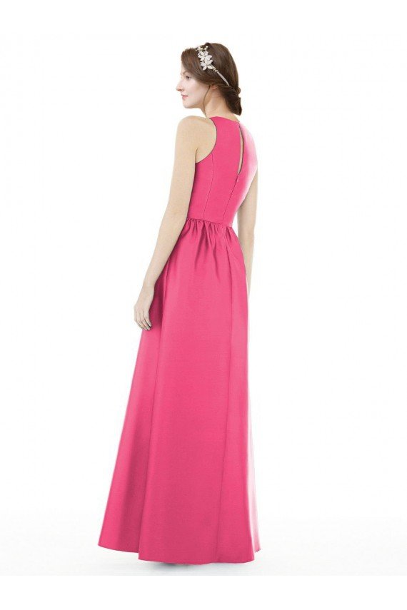 Shop Jewel Neck Keyhole Back Sleek Long Satin Bridesmaid Dress Sydney