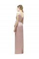 Shop Sleeveless V-Neck Long Satin Bridesmaid Dress with Draped Bodice and Tiered Bow Sydney