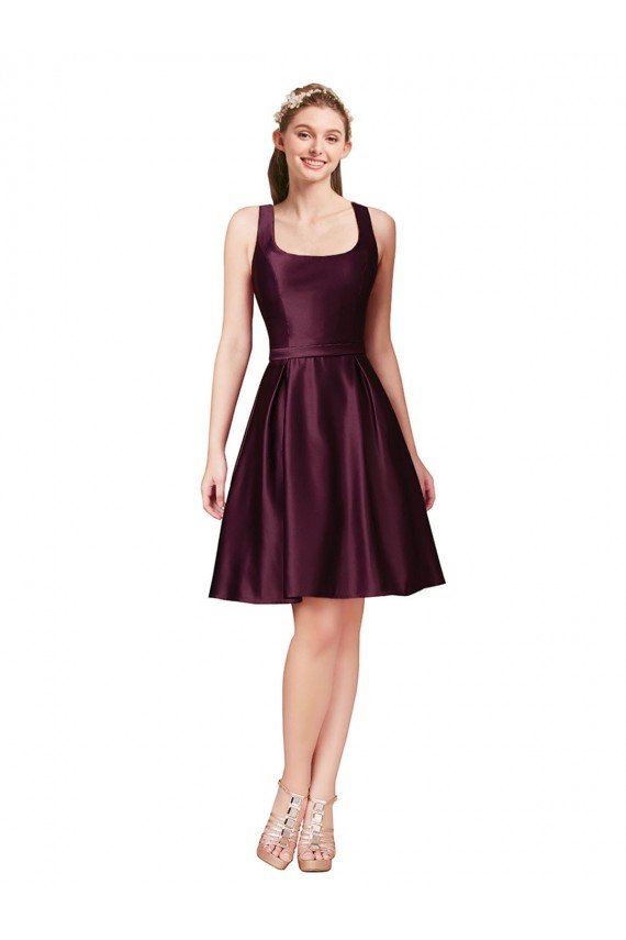 Shop Classic Cocktail Knee Length Satin Bridesmaid Dress / Prom Dress with V Back and Bow Detail Sydney