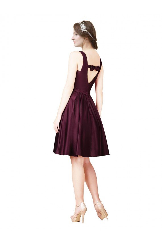 Shop Classic Cocktail Knee Length Satin Bridesmaid Dress / Prom Dress with V Back and Bow Detail Sydney