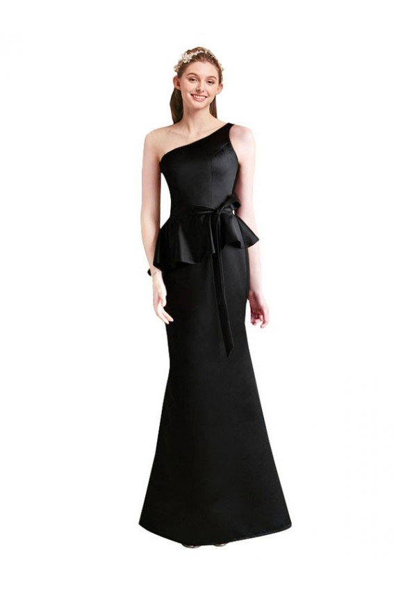Shop Long One Shoulder Satin Bridesmaid Dress with Bow Ties Sydney