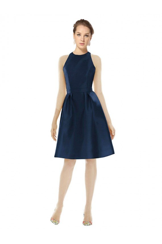 Shop Short Halter Cocktail Length Luxe Satin Cocktail Bridesmaid Dress Sydney