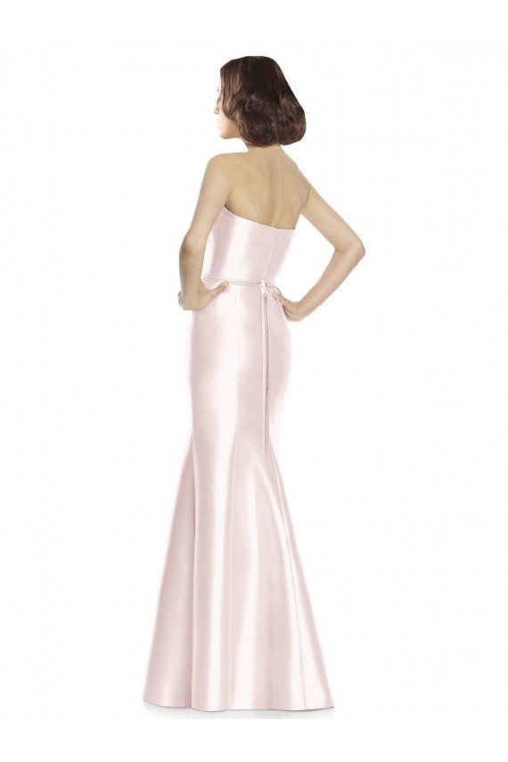 Long Sweetheart Satin Bridesmaid Dress with Slim Beaded Sash Sydney