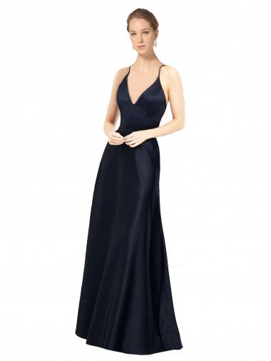Shop Sexy Satin Bridesmaids Dress with Deep V-Neckline and Strappy Back Sydney