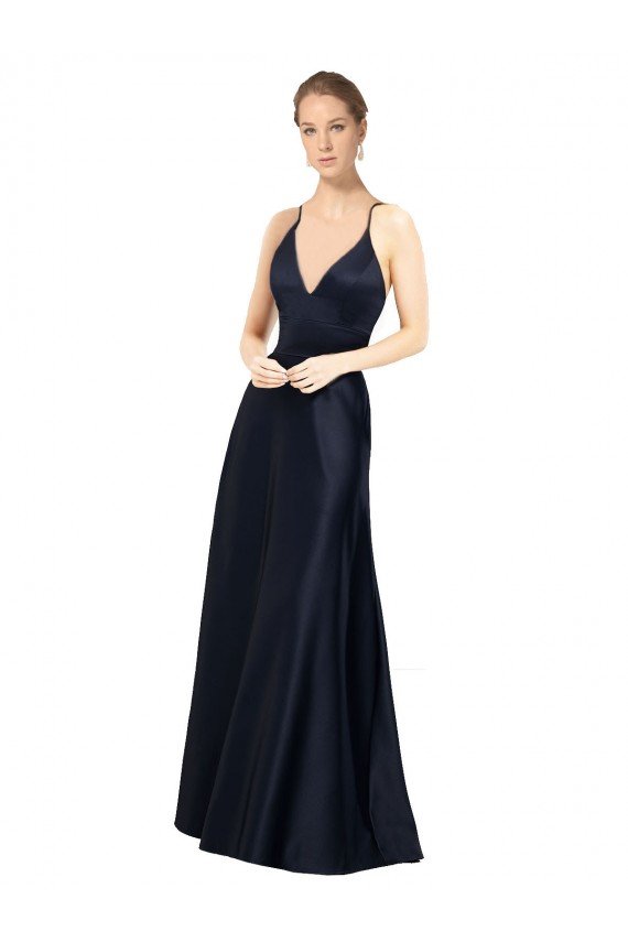 Shop Sexy Satin Bridesmaids Dress with Deep V-Neckline and Strappy Back Sydney