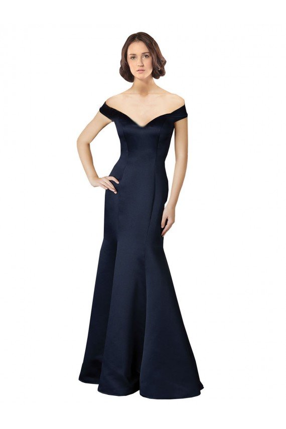 Shop Fit and Flare Satin Bridesmaid Dress / Prom Dress with Off the Shoulder Neckline Sydney