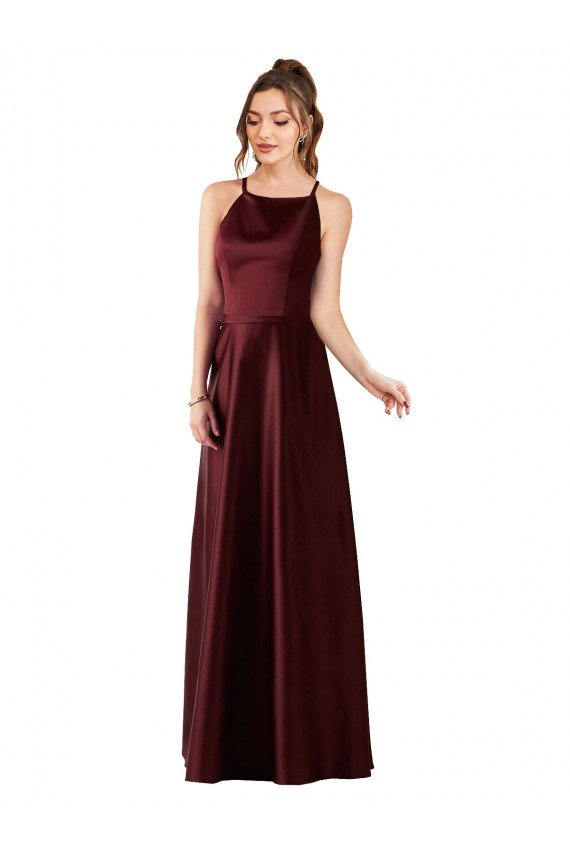 Shop Sleek Satin Bridesmaids Dress with Pockets Sydney