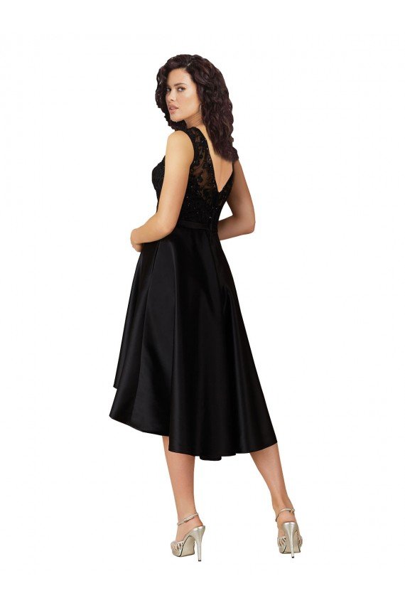 Shop Short High Low Satin Cocktail Bridesmaid Dress with a Beaded and Embroidered Bodice Sydney