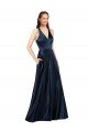 Shop Long Formal Satin Bridesmaid Gown with Halter Neckline Sydney