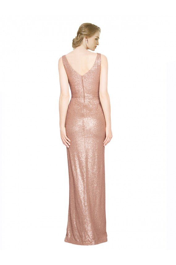 Shop Draped V-Neck Striking Sheath Floor Length Formal Sequin Bridesmaid Dress / Prom Dress Sydney