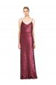 Shop High Neck Halter Long Slim Formal Sequin Bridesmaid Dress / Prom Dress with V-Neck and Blouson Bodice Sydney