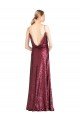 Shop High Neck Halter Long Slim Formal Sequin Bridesmaid Dress / Prom Dress with V-Neck and Blouson Bodice Sydney