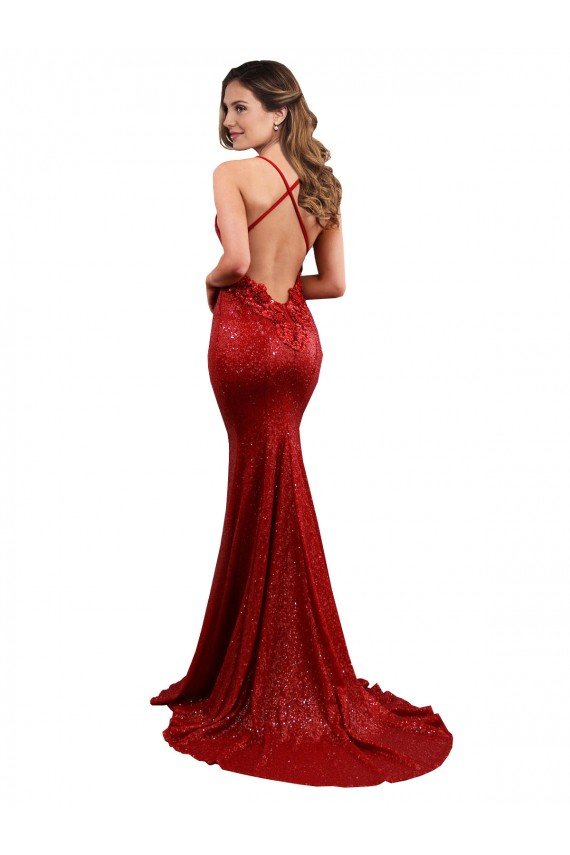 Shop Low Back Mermaid V-Neck Long Formal Sequin Bridesmaid Dress / Prom Dress Sydney