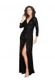Shop Deep V-Neckline Full Back Long Sleeves Sparkling Formal Sequin Bridesmaid Dress / Prom Dress with High Slit Sydney