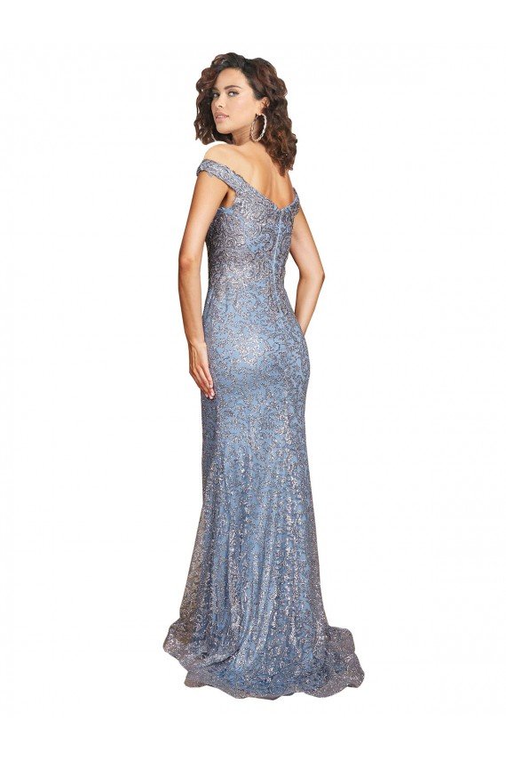 Shop Off the Shoulder Sweetheart Neckline Formal Sequin Bridesmaid Dress / Prom Dress with Thigh High Slit Sydney