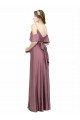 Shop Draped Cold Shoulder Sleeves Long Formal Silky Satin Bridesmaid Dress / Prom Dress with Slit and Tie Back Sydney