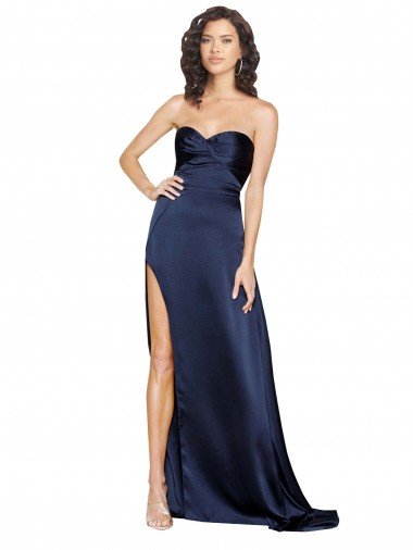 Shop Knotted Sweetheart Formal Silky Satin Bridesmaid Dress / Prom Dress with High Side Split Sydney