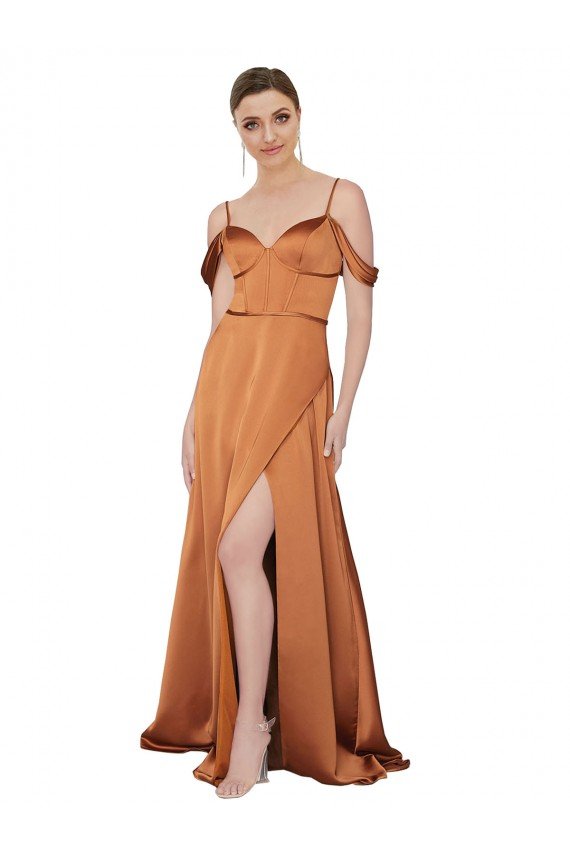 Shop Formal Silky Satin Bridesmaid Dress / Prom Dress with Bustier Bodice Sydney