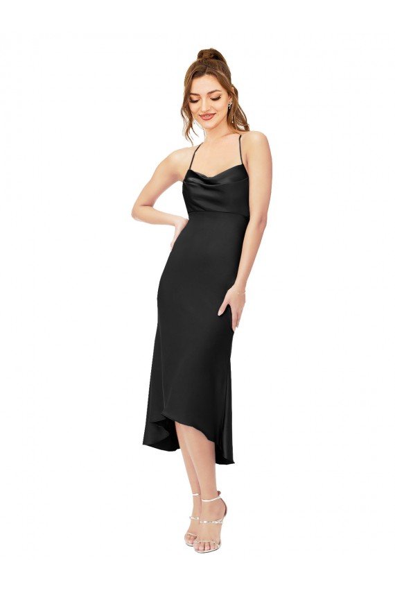 Shop High Low Formal Silky Satin Cowl Neck Cocktail Midi Bridesmaid Dress / Prom Dress Sydney