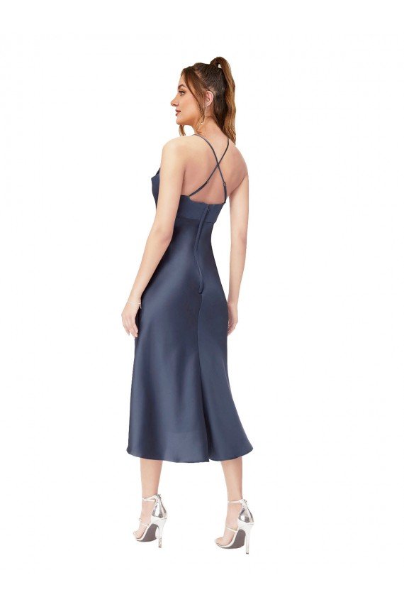 Shop High Low Formal Silky Satin Cowl Neck Cocktail Midi Bridesmaid Dress / Prom Dress Sydney