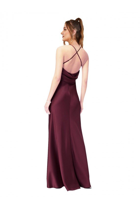 Shop Cowl Back V-Neck Formal Silky Satin Bridesmaid Dress / Prom Dress Sydney