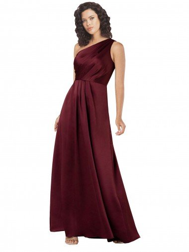Shop One Shoulder Formal Silky Satin Bridesmaid Dress / Prom Dress with Subtle Pleats Sydney