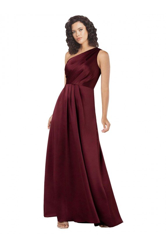 Shop One Shoulder Formal Silky Satin Bridesmaid Dress / Prom Dress with Subtle Pleats Sydney