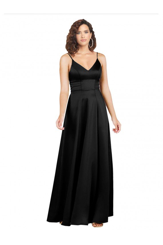 Shop Formal Silky Satin Floor-Length Long Bridesmaid Dress / Prom Dress with V-Neckline Sydney