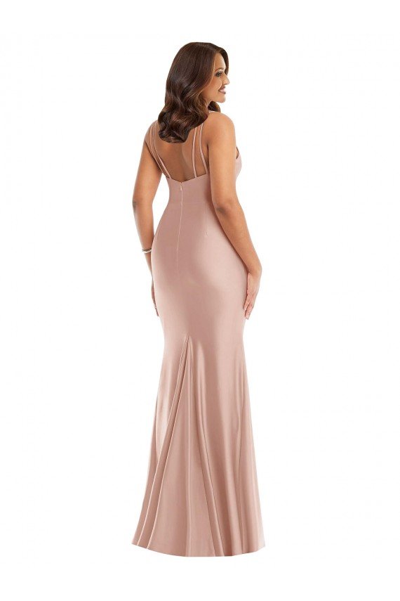 Shop Deep V-Neck Formal Silky Satin Mermaid Bridesmaid Dress / Prom Dress with Side Slit Sydney