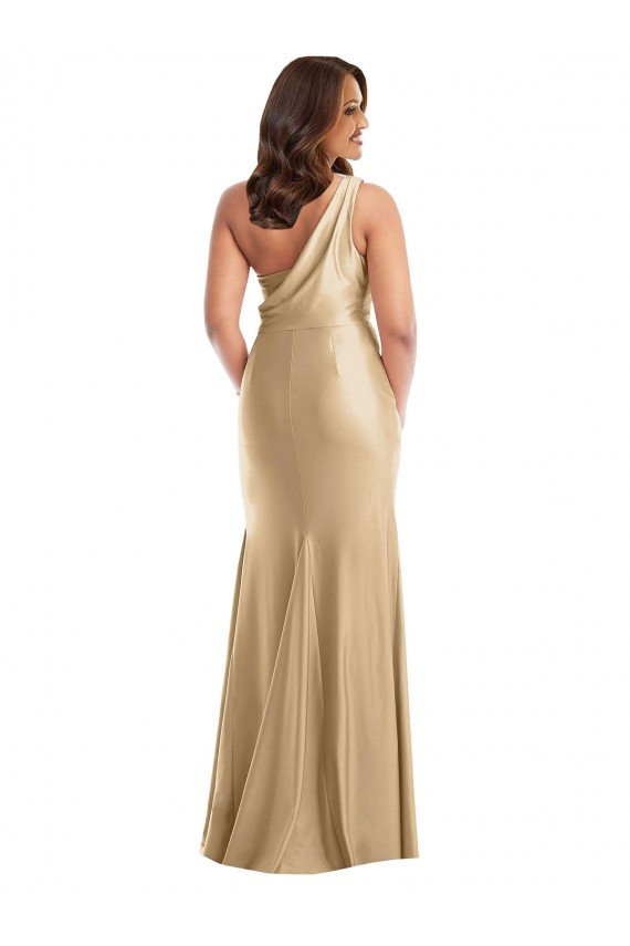 Shop One Shoulder Asymmetrical Cowl Back Formal Silky Satin Mermaid Bridesmaid Dress / Prom Dress Sydney