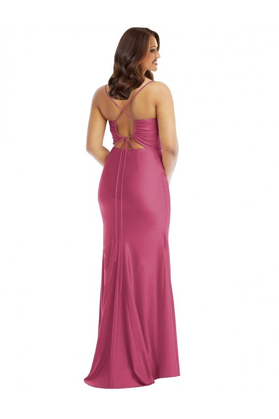 Shop Cowl-Neck Open Tie-Back Formal Silky Satin Mermaid Bridesmaid Dress / Prom Dress with Frong Slit Sydney