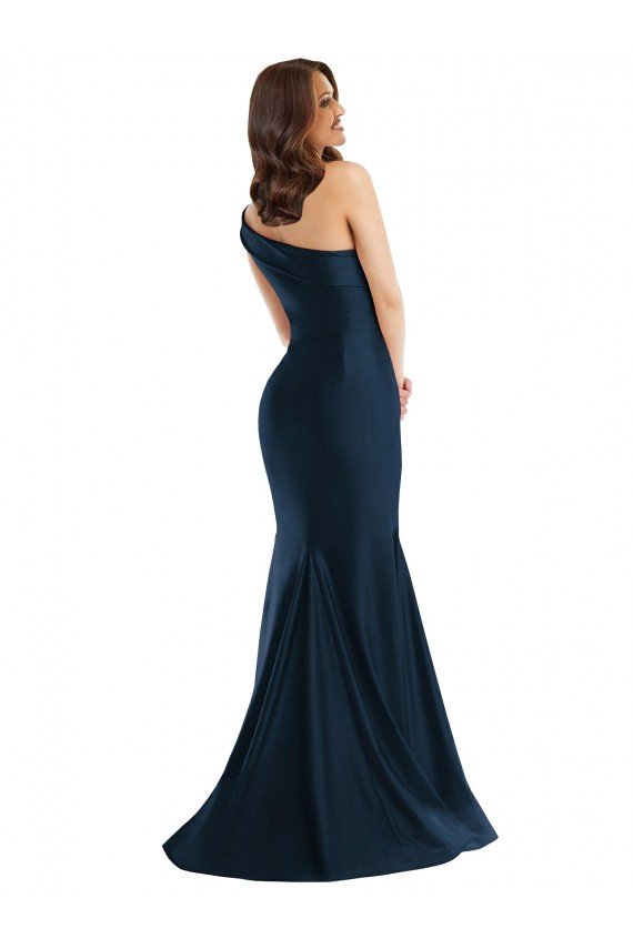 Shop Bias-Cuff One Shoulder Formal Silky Satin Mermaid Bridesmaid Dress / Prom Dress with Side Slit Sydney