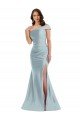 Shop Bias-Cuff One Shoulder Formal Silky Satin Mermaid Bridesmaid Dress / Prom Dress with Side Slit Sydney