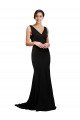 Shop V-Neck Full Length Formal Silky Satin Bridesmaid Dress / Prom Dress with Soft Cowl Neck and Sweep Train Sydney