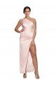 Shop One Shoulder Full Length Long Silky Satin Bridesmaid Dress / Prom Dress with Thigh Split Sydney