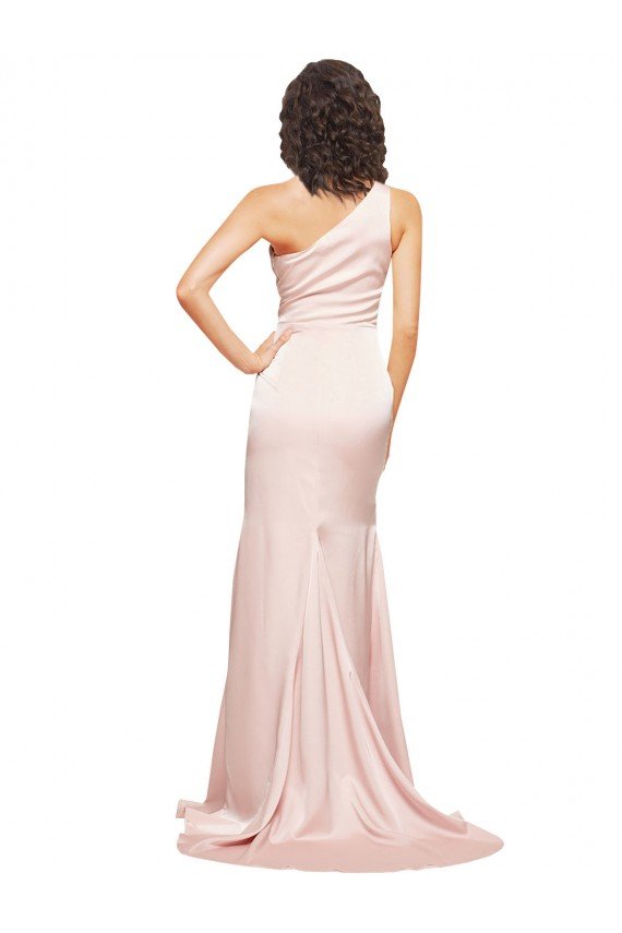 Shop Full Length One Shoulder Long Formal Silky Satin Bridesmaid Dress / Prom Dress with High Split Sydney