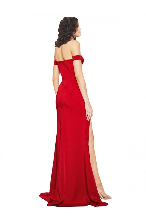 Shop Off the Shoulder Sweetheart Bustier Style Formal Silky Satin Bridesmaid Dress / Prom Dress with Side Split Sydney