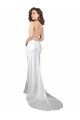 Shop Simple Lace Up Back Cowl Neck Long Sweep Train Silky Satin Beach Wedding Dress Sydney